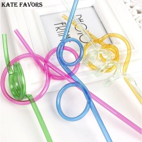 10pcs/set Colorful Straw Crazy Curly Loop Coloured Plastic Drinking Straws for Birthday Party Bar