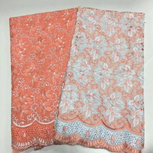 2.5yards Cotton Nigerian Lace Fabric High Quality Lace +2.5yards Swiss Voile Lace Fabric Embroidered African Dry Senegal Lace