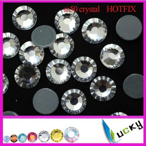 2016 New Design Top quality hotfix rhinestones!144pc ss50 10mm crystal color flat back rhinestones with strong grey glue