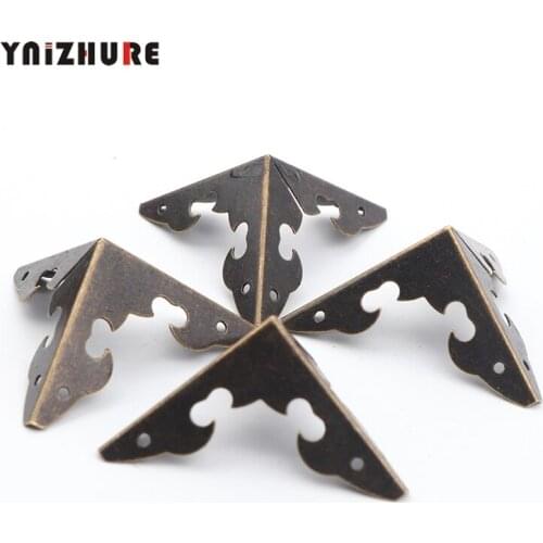 4Pcs Antique Case Box Corners For Furniture Decor Triangle Flower Side,Wooden Box Corner Bronze Tone