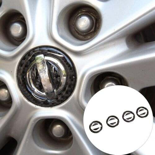 4Pcs Car Carbon Fiber ABS Wheel Center Hub Cap Cover Protection Rim Cap for Nissan X-Trail 2014-2018 Decoration Stickers