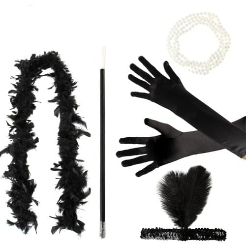 5 Pcs/Set Flapper Girl Fancy Dress Accessories Hen Party Charleston Gangster Gatsby Costume Kit LXH