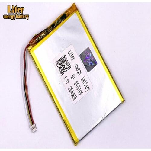 Plug 1.0-4P 3075100 3600mah 3.7V Rechargeable lipo battery solar tablet pc li ion polymer lithium battery with PCM