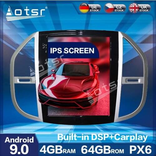Aotsr 10.4 inch Vertical Tesla PX6 Android 9.0 RAM 4GB CARPLAY Car Radio Player For Mercedes Benz Vito Car GPS Navigation DSP
