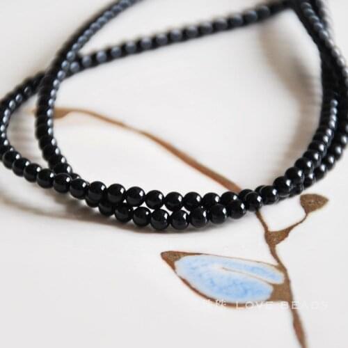 Wholesale 15"/38cm natural black stone onyx 2mm 3mm seed beads DIY for men and women jewelry making