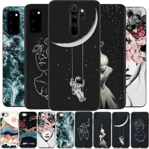 Silicone Cover Couple Case For Redmi Note 9 9S 8 8T 7 6 Pro 8A 4 4X 5 K20 Art Pattern TPU Phone Cases Back Shell Note9 Note9S