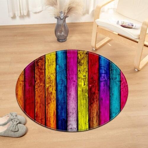 Wood Grain Round Carpet Computer Chair Pillow Childrens Room Bedroom Floor Mat Living Room 3D Decorative Floor Bed Head Mat