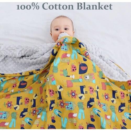 Soft Newborn Baby Wrap Blankets 100% Cotton Cartoon Baby Blanket ComfortaBle Washable Pram Quilt