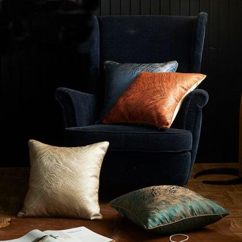 European Jacquard Treasure Years Square Pillow Cover Golden and Silver Color Cord Embedded Edge Throw Pillowcase without Core