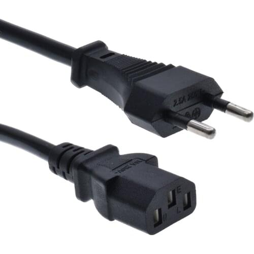 EU to C13 power cable Round 2 pins to female power cord 1.2m connect line 2.5A 250V
