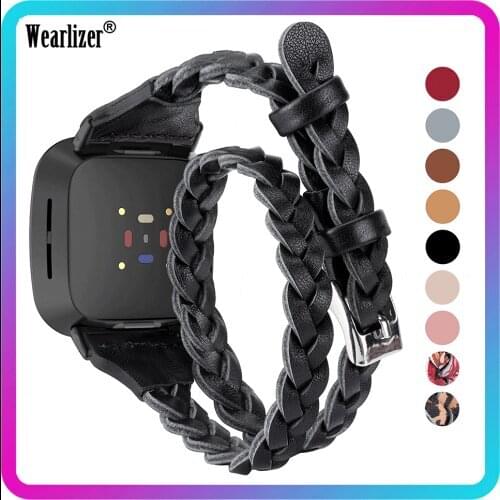 Leather Double Wrap Band for Fitbit Versa 3 Genuine Leisure Strap Women Watch Accessory Replacement Wristband for Fitbit Versa3