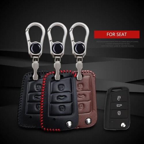 Leather Car Key Cover Case for Seat Arona Leon IM FR MK3 MK2 MK1 Cupra Ibiza FR Toledo Altea Keyring Chain Styling Accessories
