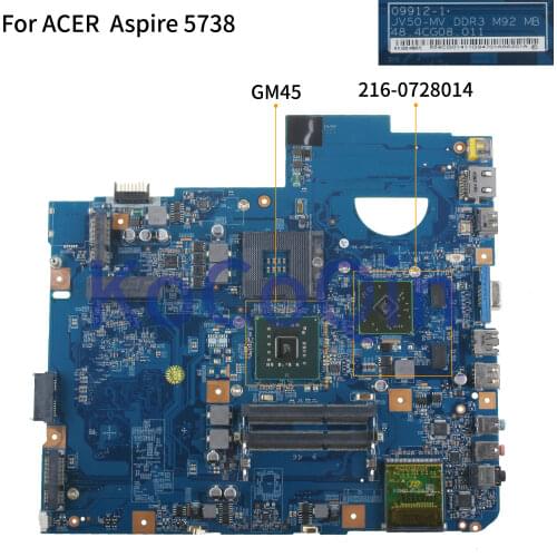 KoCoQin Laptop motherboard For ACER Aspire 5738 5738G DDR3 Mainboard MBP5601019 MB.P5601.019 09912-1 48.4CG08.011 GM45