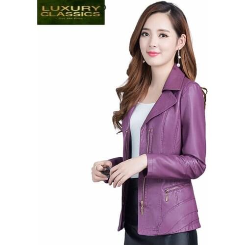 Fashion 2021 Spring Newest Autumn Womens PU Leather Jacket Large Size of Female Clothing 5XL Elegant Slim Coat LWL386