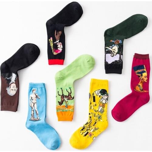 Hot Starry Night Autumn Winter Retro Women Personality Art Van Gogh Mural World Famous Painting Male Socks Oil Funny Happy Socks