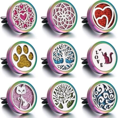 New Colorful Car Perfume Diffuser Aroma Essential Oil Diffuser Car Clip Aromatherapy Necklace Diffuser Pendant Open Lockets