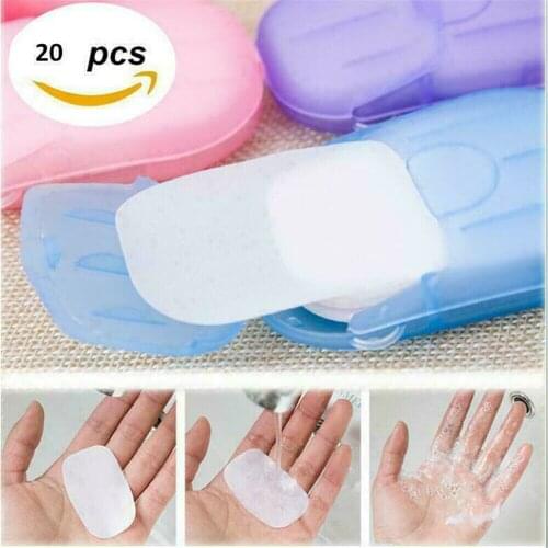 20Pcs/Box Portable Disposable Soap Paper Soap Sheets for Traveling Campling Soap Tablets