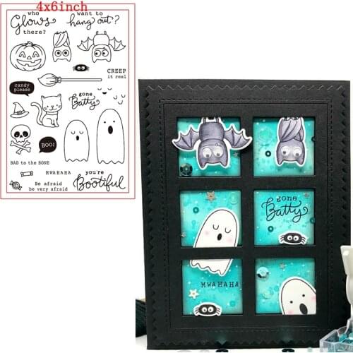 Transparent Clear Stamps Halloween Series Lovely Pumpkin Bat Bone Kitten Artistic Letters For DIY Scrapbooking Cards Crafts 201