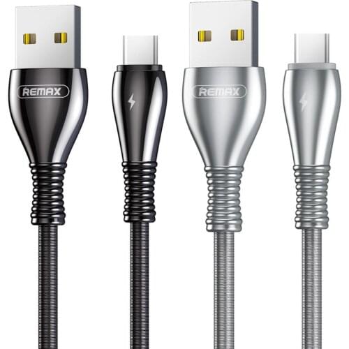 Dropshipping Remax RC-005i 1m Type-C 3A Fast Charging Metal Mobile Phone Data Cable Cord Data Transfer Phone accessories