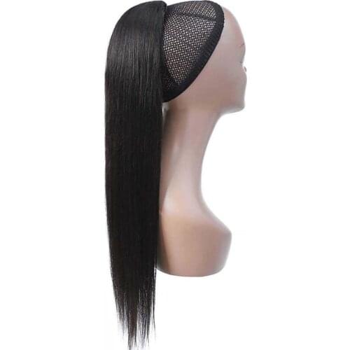 Straight Drawstring Ponytail Human Hair Brazilian Clip In Hair Extensions Remy Ombre Wrap Around Ponytail For Women Remy Hair