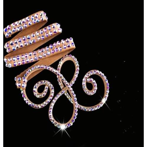 Floral Women Rhinestone Belt Shiny Diamond Crystal Ladies Waist Belt For Bellydance Costume Accessory Dancewear Jewelry