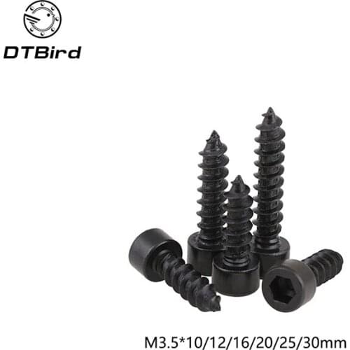 100pcs/lot M3.5 Hexagon Socket Cap Head self tapping screw Model Screw M3.5*10/12/16/20/25/30)mm