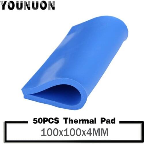 50PCS 100x100x4mm Thermal Pad GPU CPU Heatsink Cooling Conductive Silicone Pad Thermal Conductivity