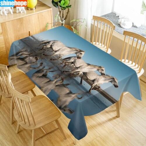New Arrival Custom Horse Animals Table Cloth Waterproof Oxford Fabric Rectangular Tablecloth Home Party Tablecloth