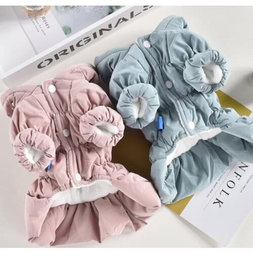 Dog Pet Super Warm Dress Winter Puppy Pet Dog Coats Princess Floral Bubble Skirt Dog Cat Hooded Chihuahua Yorkie Clothing