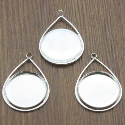 WYSIWYG 5pcs Fit 20mm Glass Cabochon Brass Material Simple Style Cabochon Base Cameo Setting Charms Pendant Tray