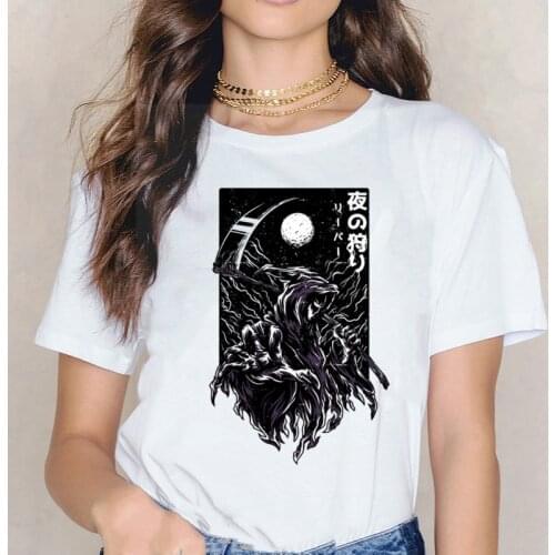 Y2k Aesthetic T Shirt Women Harajuku Grim Reaper T-shirt Female Horror Tshirt 90s Tops woman tshirts plus gothic short sleeve