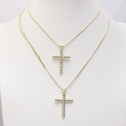 10Pcs Cross pendant Necklace jewelry Gold color chain pendant Jewelry charms Necklace jewelry Women Bracelet 8318