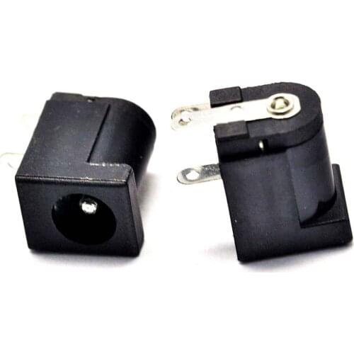 100pcs DC-005 Black DC Power Jack Socket Connector DC005 5.5*2.1mm 5.5*2.5 2.1socket Round the needle