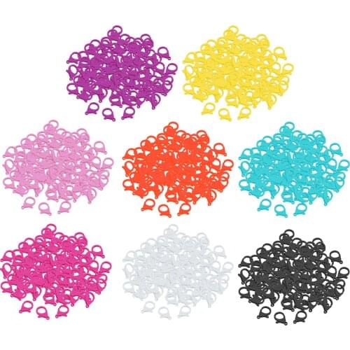 100Pcs Plastic Lobster Clasps Key Chain Key Ring Buckle Snap Hook Clips For DIY Jewelry Making Findings Wholesale