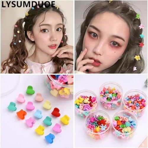 15Pcs/Set Korean Fashion Cute Mini Flower Butterfly Hair Claws Candy Color Bows Heart Hair Clips Box Gift Girls Hair Accessories