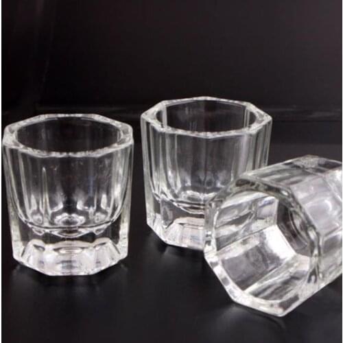 200pcs Nail Glass Cup Clear Crystal Bowl Acrylic Powder Liquid Holder Dappen Dish Octagon Glass Bowl Cup Nail Art Tools
