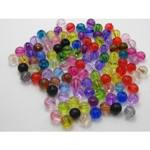 500 Mixed Colour Transparent Acrylic Round Beads 6mm Smooth Ball Spacer