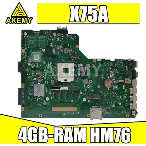 Akemy X75A Mainboard For ASUS X75VB X75A X75VD X75V X75VC laptop motherboard 4GB-RAM HM76 SLJ8E Support i3 i5 i7