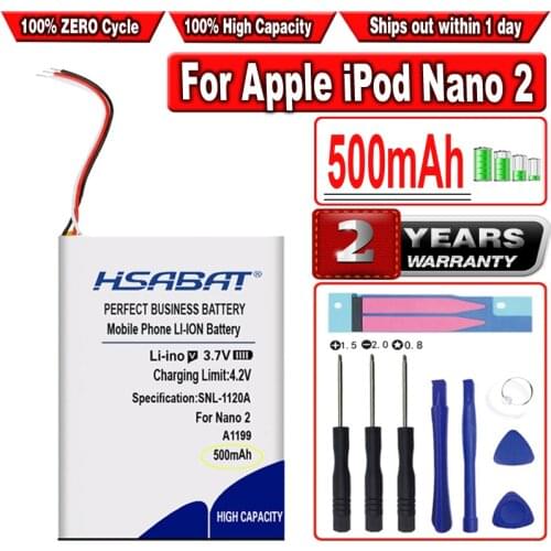 HSABAT 500mAh 616-0283 616-0287 Battery for Apple iPod Nano 2nd Generation 2 Gen Nano 2 2G 4GB A1199 Nano2