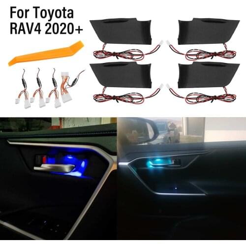 Car LED Door Bowl Armrest Atmosphere Light Interior Lights Blue Decoration Door Bowl Handle Frame Light for Toyota RAV4 2020