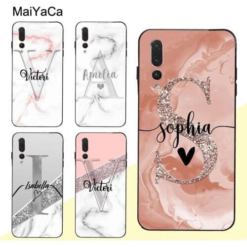Glitter Rose Gold Marble Custom Name Initials Case For Huawei Honor 10i 9 20 10 Lite 8X 9X 8A 8S 7A Pro 7C Y9 Y7 Y6 2019 Nova 5T
