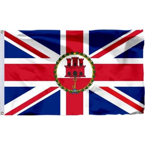 British governor Gibraltar Flag 150X90cm (3x5FT) 120g 100D Polyester Double Stitched High Quality Banner Free Shipping