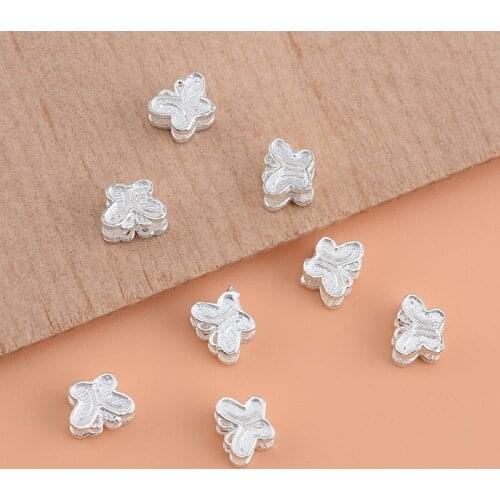 10PCS 925 sterling silver butterfly beads loose beads creative handmade DIY beaded material bracelet accessories