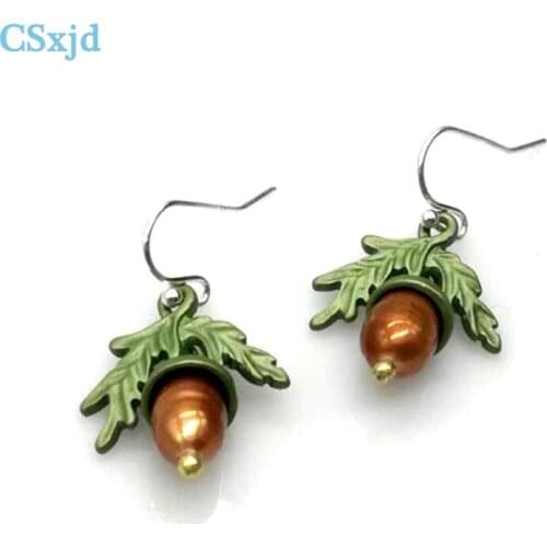 CSxjd Vintage Earrings Jewelry Acorn pearl earring