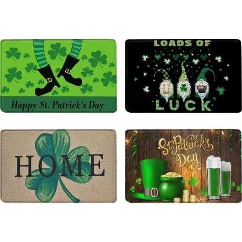 Home Decor St. Patricks Day Doormat Decorative Clover Non-slip Floor Mat Party Supplies Door Bathroom Carpet benchmark