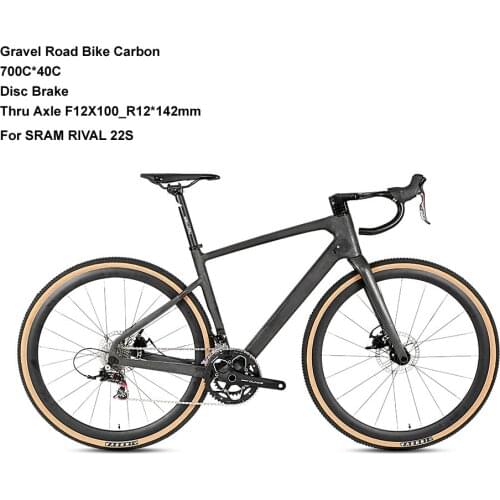 Gravel Carbon Road Bike 700c Bicycle Rival 22s Disc Brake Thru Axle F12*100mm R12*142mm 40c Tyres Off-Road Cross Country Cycling