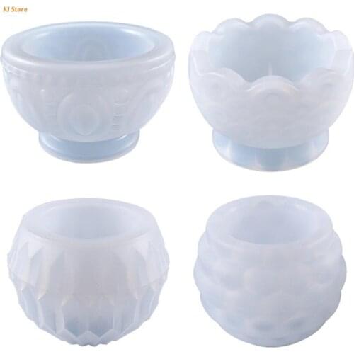 J78F Flowerpot Plant Pot Epoxy Resin Mold Candlestick Candle Holder Silicone Mould DIY Crafts Home Decorations Casting Tool
