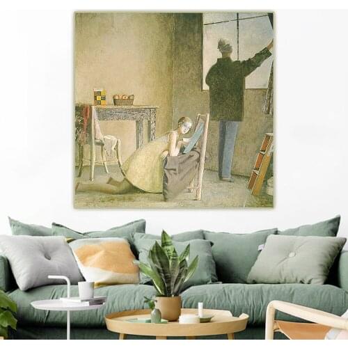 Citon Balthus《Painter and his Model》Figurative Canvas Oil Painting Artwork Poster Picture Wall Decor Modern Home Decoration