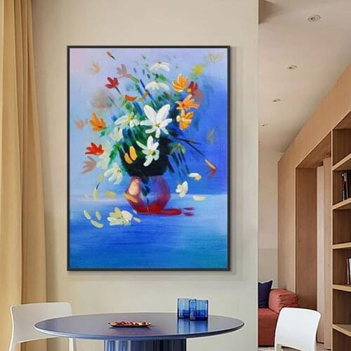 Handmade Oil Painting Canvas Abstract Modern Wall Art Living Room Decorative Frameless Flower Painting Free Shipping