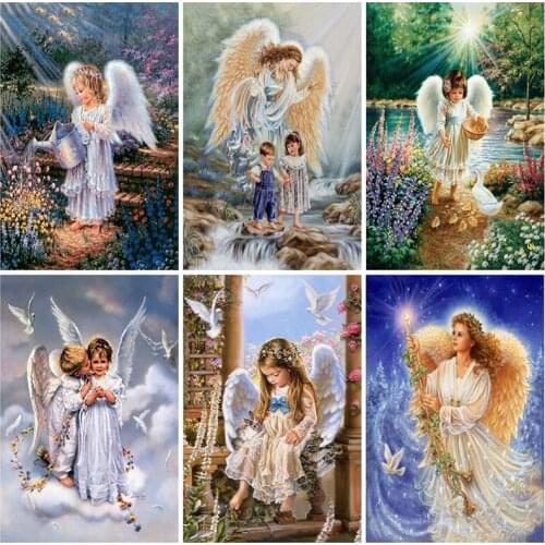 5D Diy Diamond Painting Cross Stitch Religion Diamond Embroidery Angel Girl Picture Landscape Wall Sticker Full Diamond Mosaic